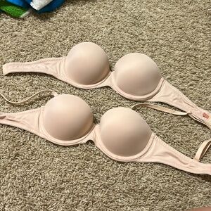 2 nude push up bras